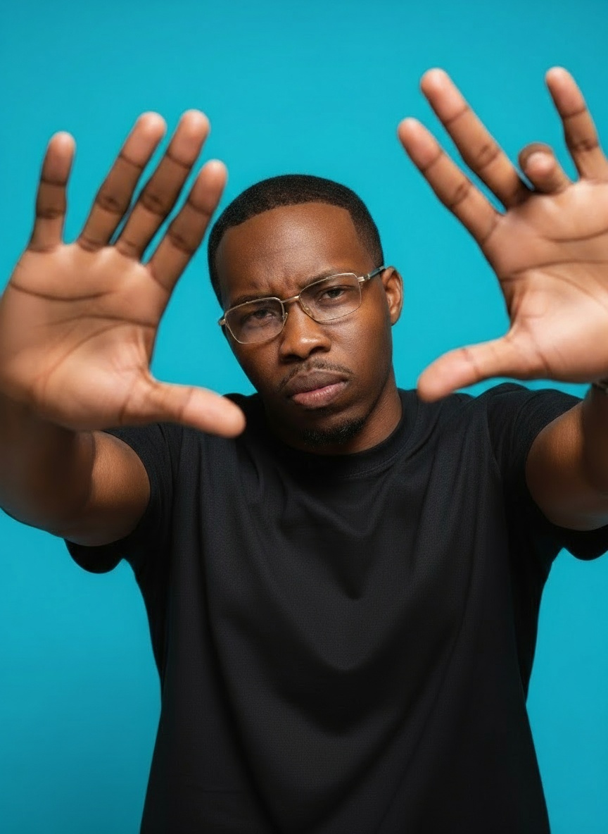 Kleon with hands reaching out